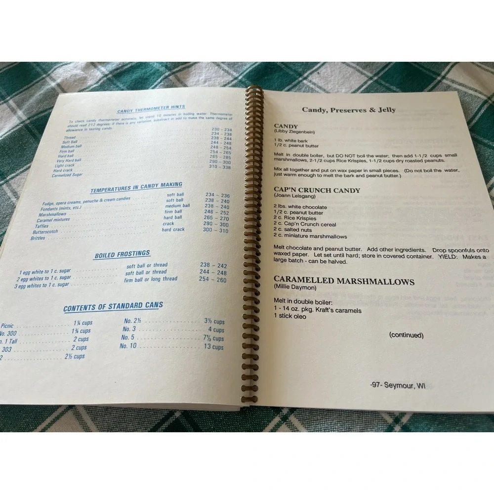 American Legion Auxiliary Seymour Wisconsin Recipe Book Cookbook Seymours